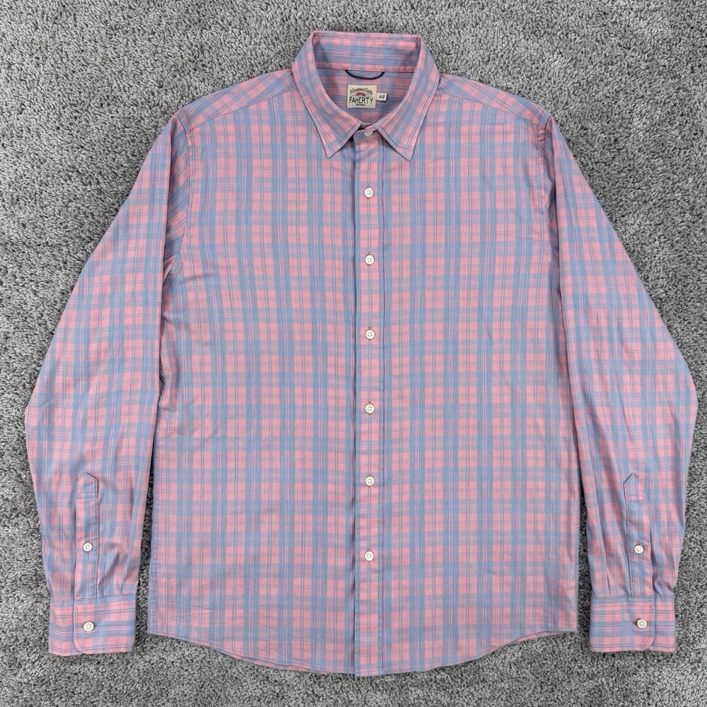 Faherty The Movement Shirt Men's M Plaid Supima Cotton Long Sleeve Button Down